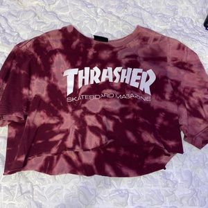 bleach dyed thrasher cropped tee